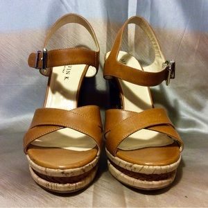 Women's Marvin K  "CARMEN" Rust Leather Platform Sandals Sz.9